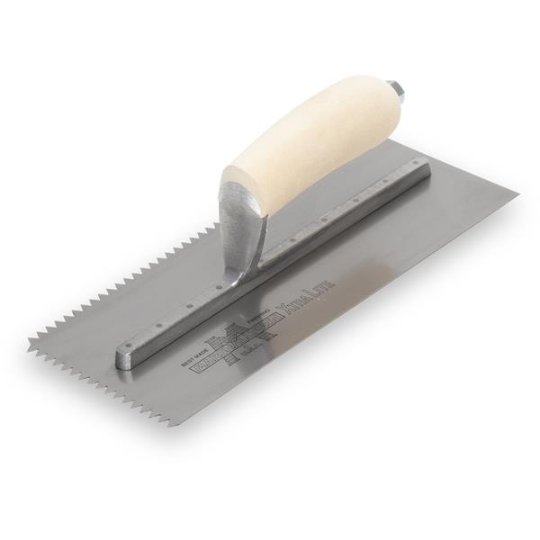 Standard Notched Trowels 1/4" X 1/4" V-Curved Wood Handle