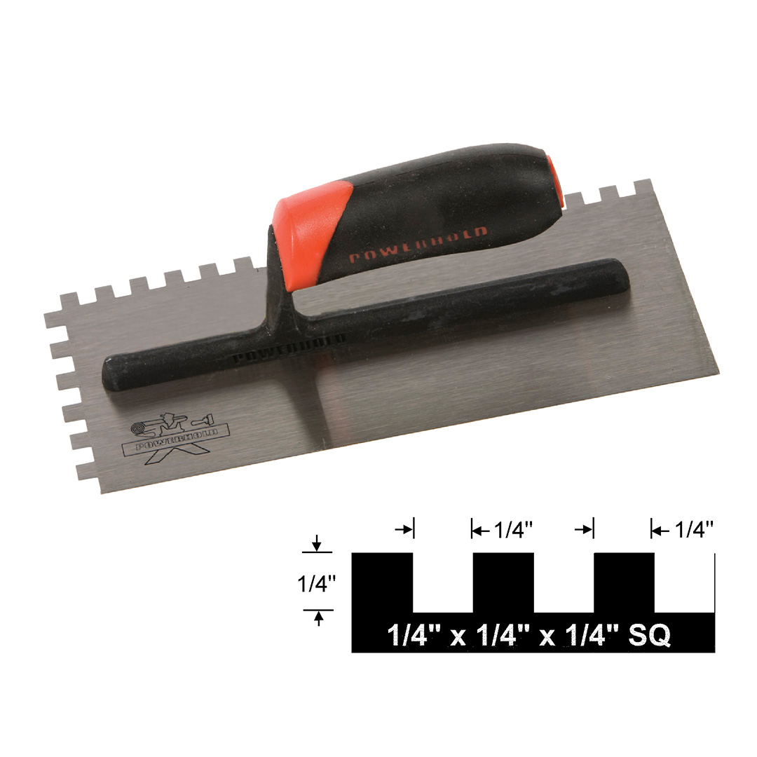 Notch Trowels 1/4" X 1/4" X 1/4" Sq Trowel