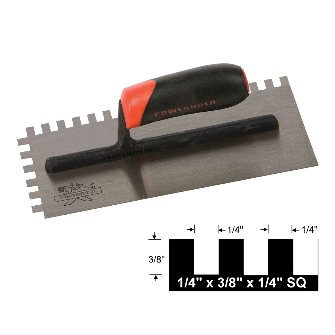 Notch Trowels 1/4" X 3/8" X 1/4" Sq Trowel