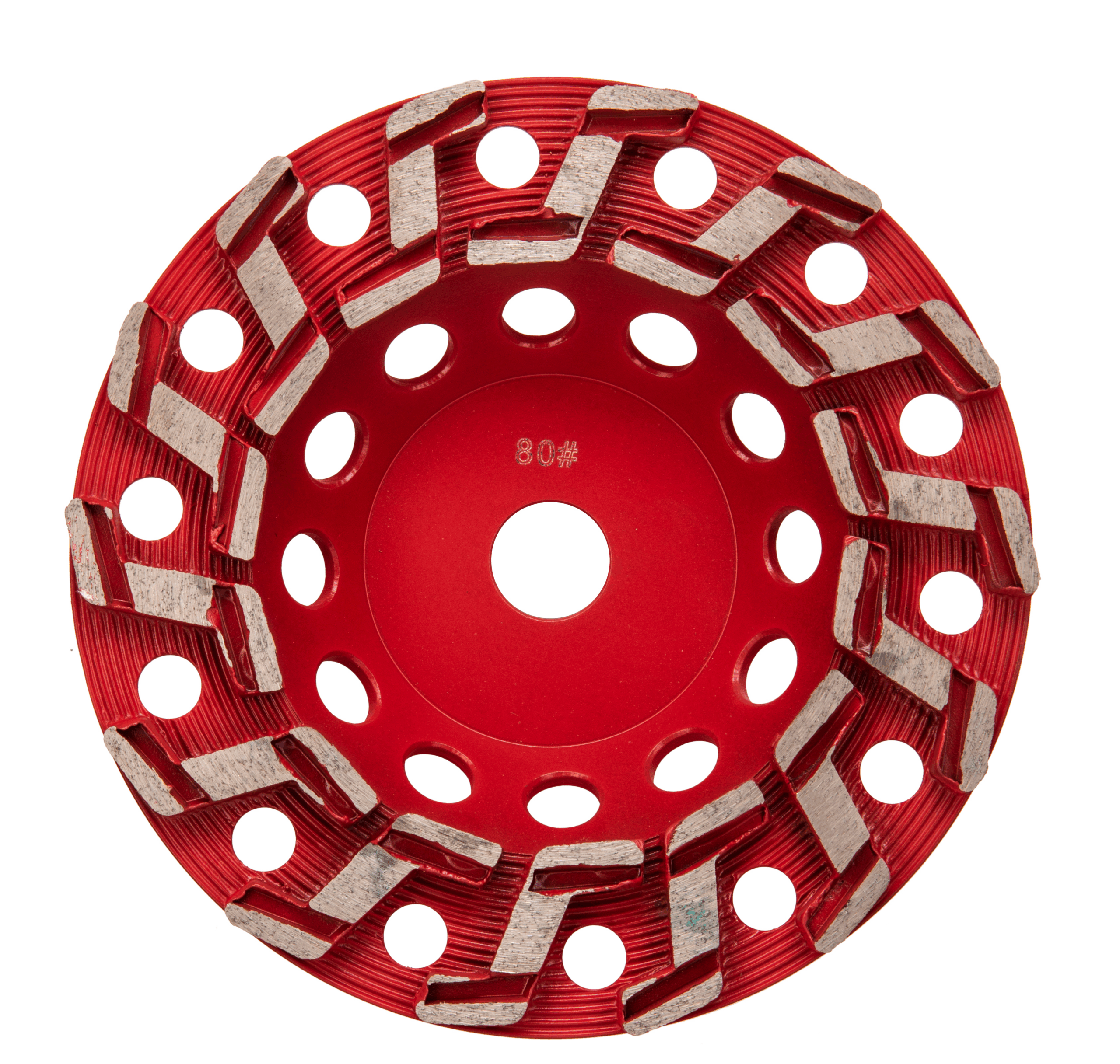7" 18/20 Grit -S- Seg Cup Wheel - Threaded - Red