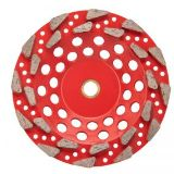 7" 18 Grit Tear Drop Seg Cup Wheel - 'Wheel Of Death' Threaded Red
