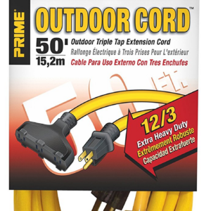 12/3 Yellow Lighted 3-Outlet Extension Cord 50'