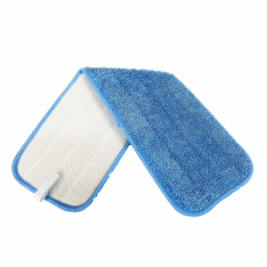 18" Microfiber Looped Flat Mop Blue Pad, 400GSM, Professional Grade, Hook & Loop