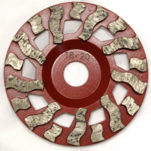 5" 16/20 Grit Twister Supreme Cup Wheel - Bolt On - Red
