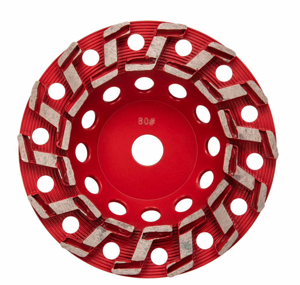 7" 18/20 Grit -S- Seg Cup Wheel - Threaded - Red