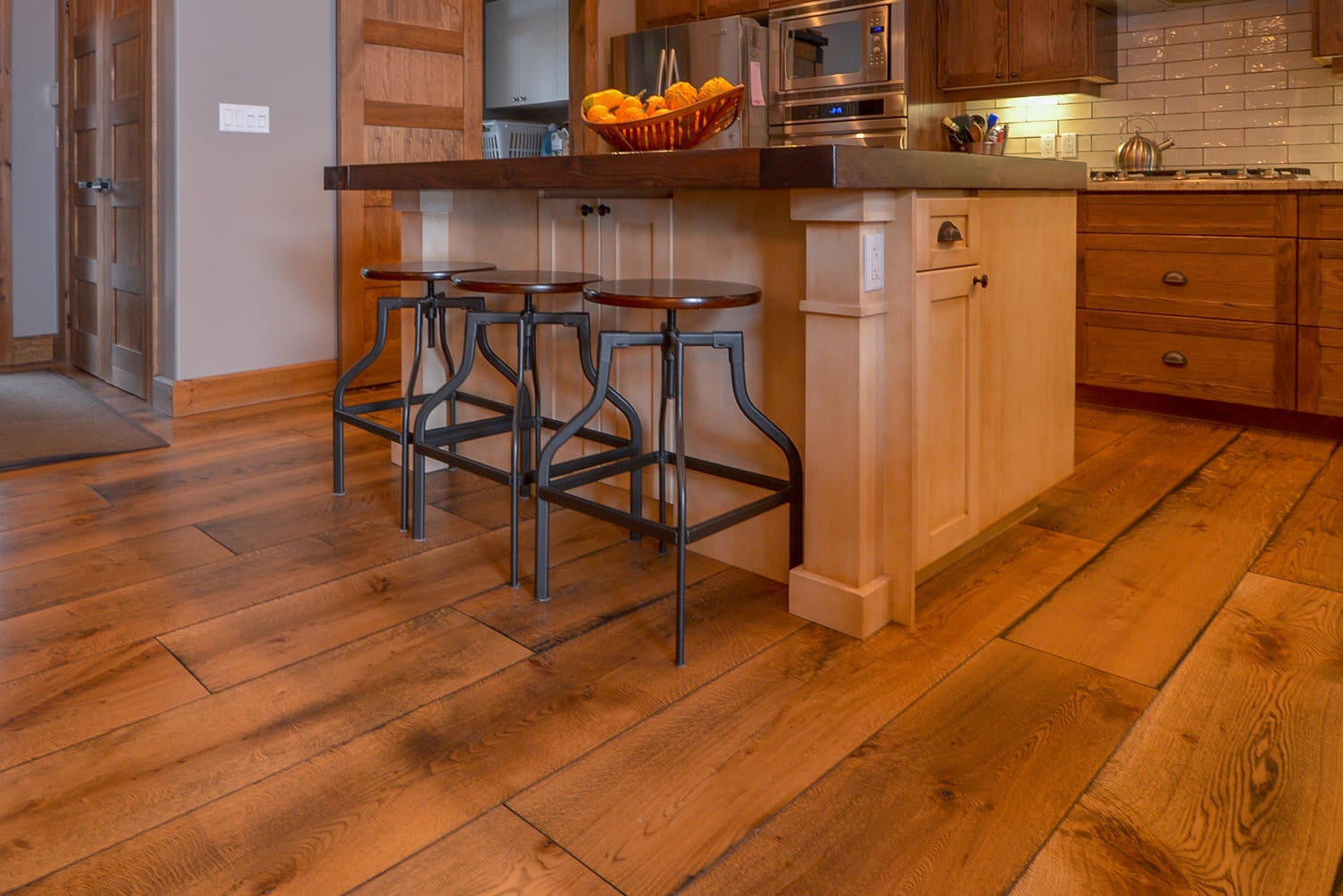 Wide plank hardwood flooring